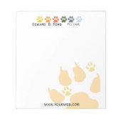 色数々のの付いた足のペットのア気にブル ノートパッド (正面)