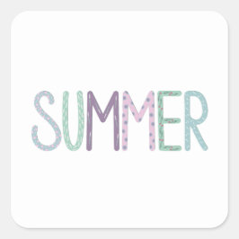 色数々のの夏レタリング スクエアシール