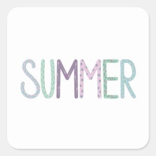色数々のの夏レタリング スクエアシール