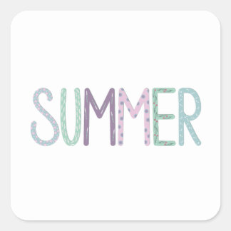 色数々のの夏レタリング スクエアシール