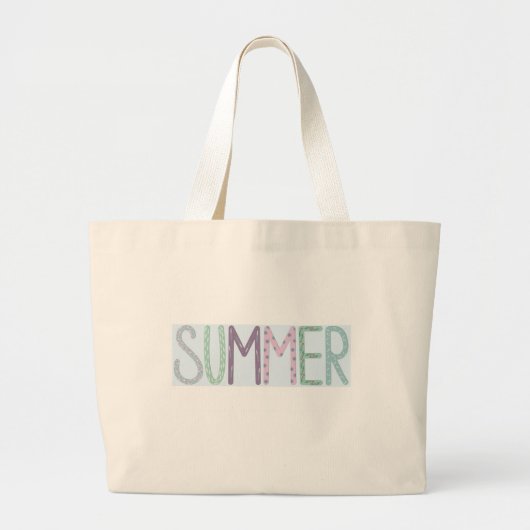 色数々のの夏レタリング ラージトートバッグ (正面)
