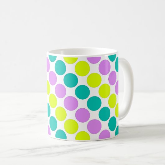 色数々のの大水玉模様60年代 コーヒーマグカップ (正面右)