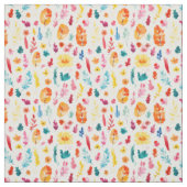 色数々のの水彩植物 ファブリック (見本)