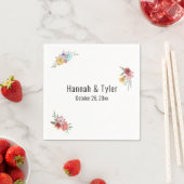 色数々のの水彩野花パーソナライズされた スタンダードカクテルナプキン (インサイチュ)