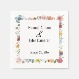 色数々のの水彩野花パーソナライズされた スタンダードカクテルナプキン