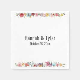 色数々のの水彩野花パーソナライズされた スタンダードカクテルナプキン