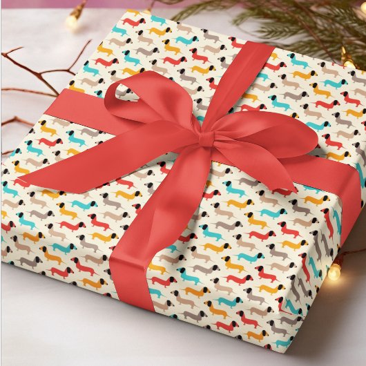 色数々のの犬マンガ ラッピングペーパー