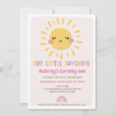 色数々のの私たちの小さな太陽の光1st誕生日 招待状 (正面)