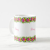 色数々のの花と書 コーヒーマグカップ (正面左)