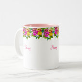 色数々のの花と書 ツートーンマグカップ (正面左)