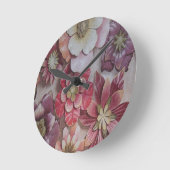 色数々のの花 ラウンド壁時計 (傾斜)