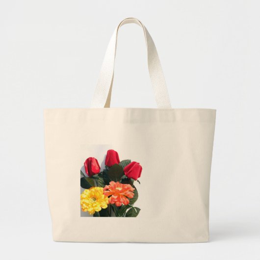 色数々のの花 ラージトートバッグ (正面)