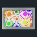 色数々のの花 長方形ベルトバックル<br><div class="desc">色とりどりの花。独占的カラフルデザイン。</div>