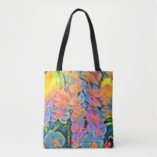 色数々のの蘭の花の水の色絵画の トートバッグ (正面)