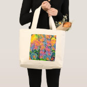 色数々のの蘭の花の水の色絵画の ラージトートバッグ (正面(商品))