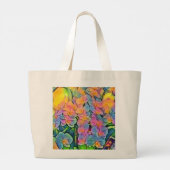 色数々のの蘭の花の水の色絵画の ラージトートバッグ (裏面)