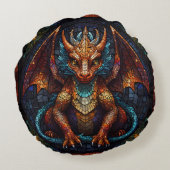 色数々のの虹の竜 ラウンドクッション (裏面)