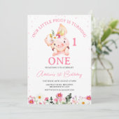 色数々のの野草小さな子豚の誕生日 招待状 (スタンド正面)