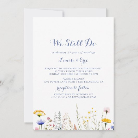 色数々のの野草我々はまだ誓いを更新する 招待状 (正面)