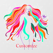 色数々のの長い髪の女神サンダー_コーブ ウィンドウサイン (シート)