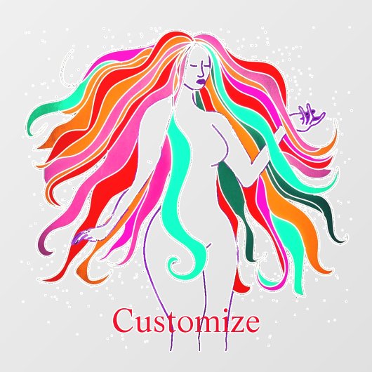 色数々のの長い髪の女神サンダー_コーブ ウィンドウサイン (シート)