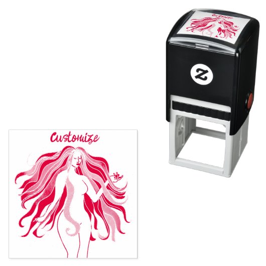 色数々のの長い髪の女神サンダー_コーブ セルフインキングスタンプ (インサイチュ)