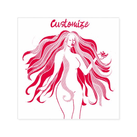 色数々のの長い髪の女神サンダー_コーブ セルフインキングスタンプ (デザイン)