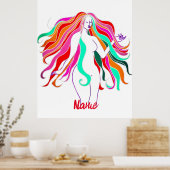 色数々のの長い髪の女神サンダー_コーブ ポスター (キッチン)