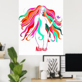 色数々のの長い髪の女神サンダー_コーブ ポスター (ホームオフィス)