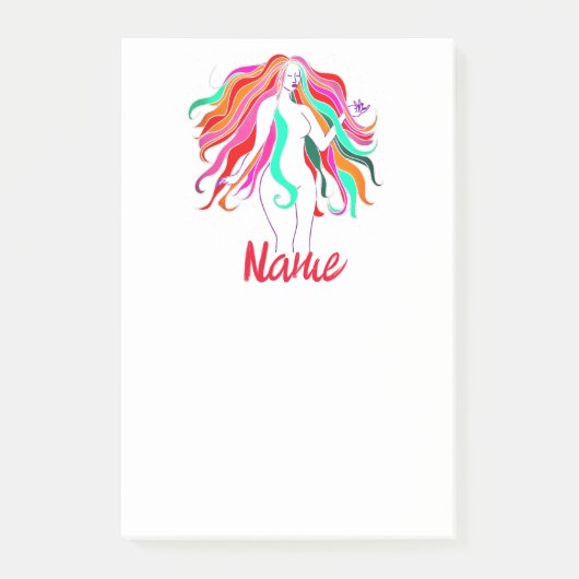 色数々のの長い髪の女神サンダー_コーブ ポストイット (正面)