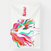 色数々のの長い髪の女神サンダー_コーブ 横断幕 (縦)