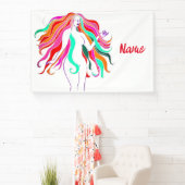 色数々のの長い髪の女神サンダー_コーブ 横断幕 (インサイチュ)