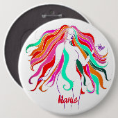 色数々のの長い髪の女神サンダー_コーブ 缶バッジ (正面&裏面)