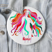 色数々のの長い髪の女神サンダー_コーブ 缶バッジ (インサイチュ)