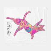 色数々のの霜降り猫 フリースブランケット (正面(横))