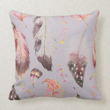 色数々のの黒いボホ羽毛プリント枕