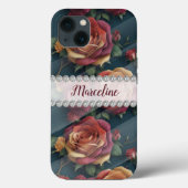 色数々のの3Dバラ、ダイヤモンドフレームカスタム Case-Mate iPhoneケース (裏面)