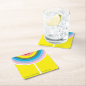 色数々のの「愛はここに留まる」コースターセット。 スクエアペーパーコースター (インサイチュ)