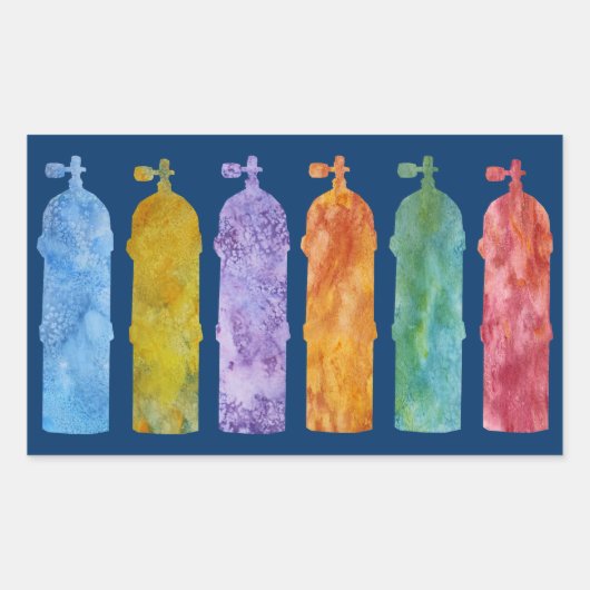 色数々ののSCUBAタンク 長方形シール (正面)
