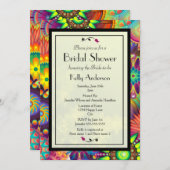 色数々のアールデコブライダルシャワー 招待状 (正面/裏面)