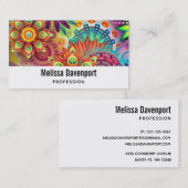 色数々のアールデコ花形 名刺 (正面/裏面)