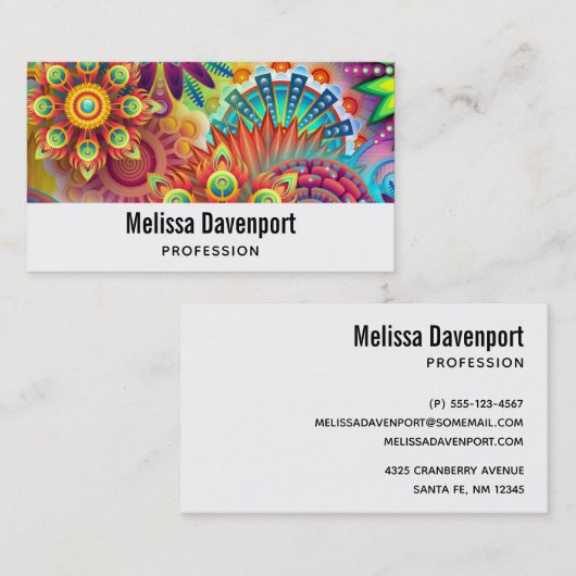 色数々のアールデコ花形 名刺 (正面/裏面)