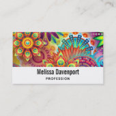 色数々のアールデコ花形 名刺 (正面)