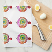 色数々のオーナメントキッチンタオル キッチンタオル (四つ折り)