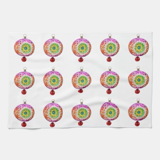 色数々のオーナメントキッチンタオル キッチンタオル (横)