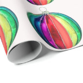 色数々のオーナメントホワイトラッピング紙 ラッピングペーパー (ロールコーナー)