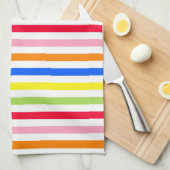 色数々のキャンディストライプー キッチンタオル (四つ折り)