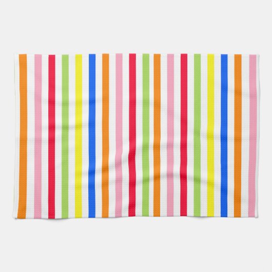 色数々のキャンディストライプー キッチンタオル (横)