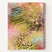 色数々のグリッターアニマルプリント ノートブック (裏面)