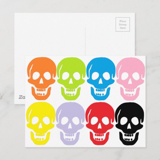 色数々のスカル ポストカード (正面/裏面)